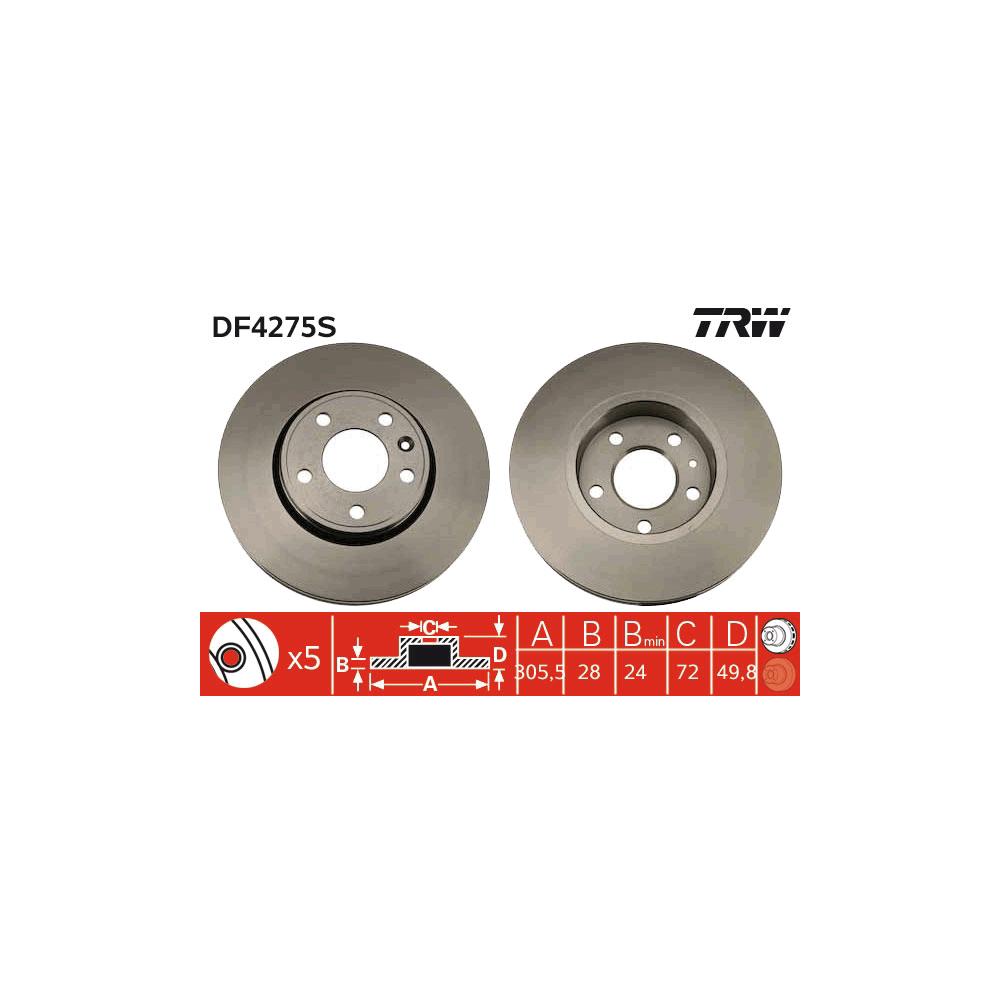 Disc frana fata TRW DF4275S