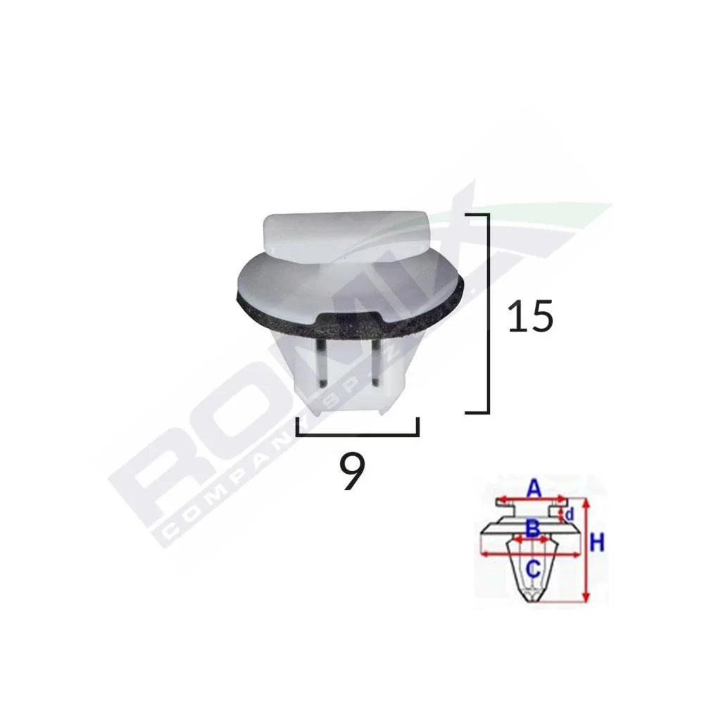 Clips fixare bara protectie pentru Nissan 9X15MM alb set 5 buc Romix C70139 – imagine 2