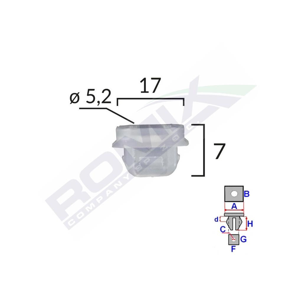 Clips fixare interior pentru Bmw 7X17MM alb set 10 buc Romix C60547