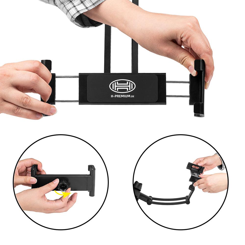 Suport auto flexibil premium pentru tableta cu prindere in tetiera Heyner 511870