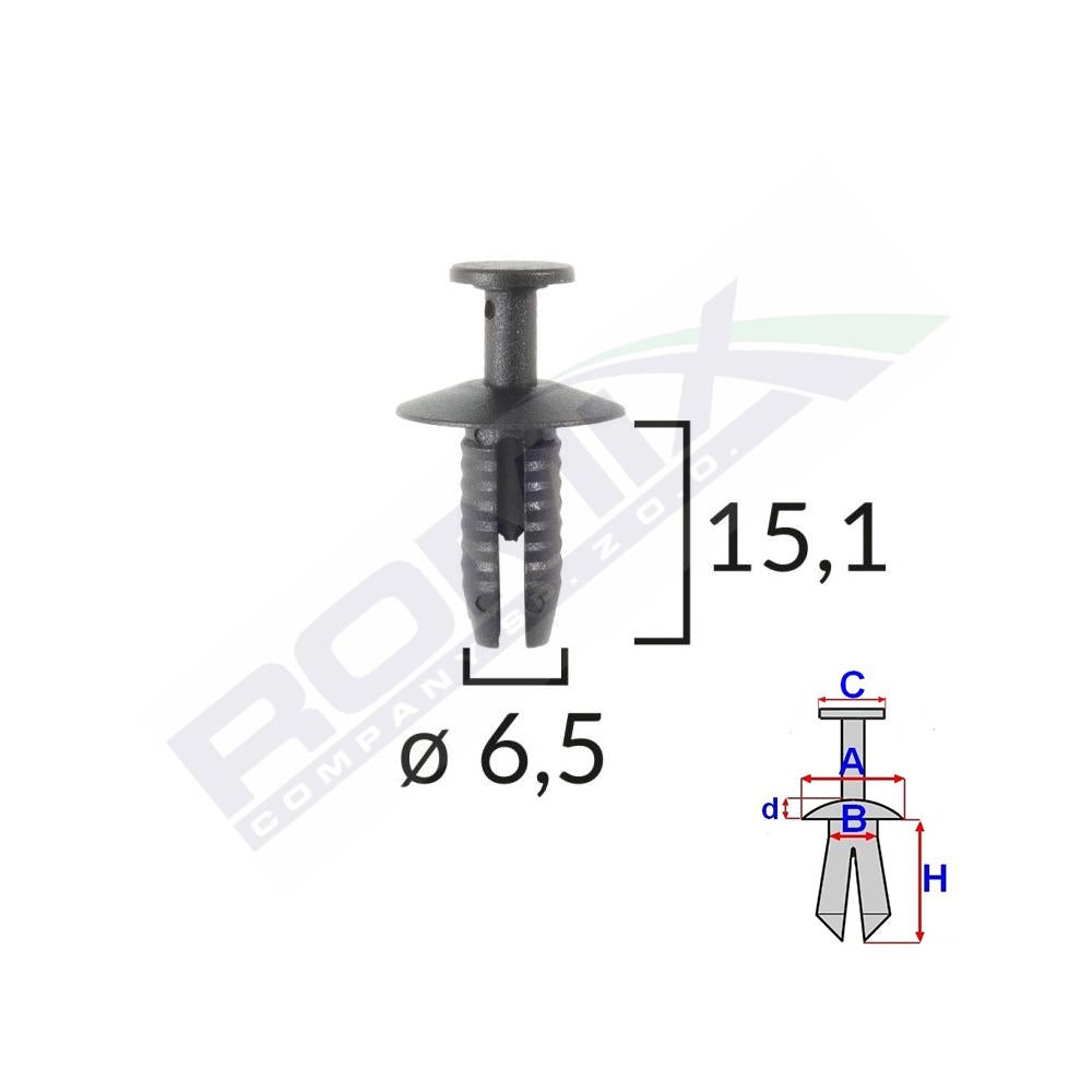 Clips fixare pentru audi/bmw 6.5X15.1MM - negru set 10 buc Romix 605064