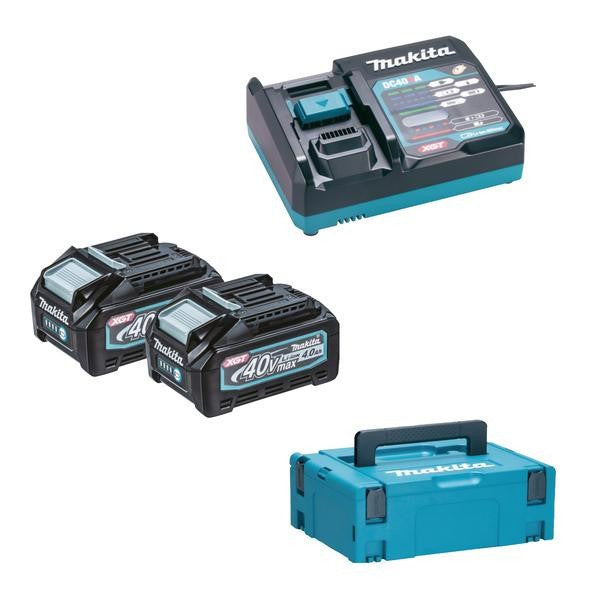 Set 2 acumulatori si incarcator, Li-Ion, 40 V, 4 Ah, valiza speciala Makita 191L779