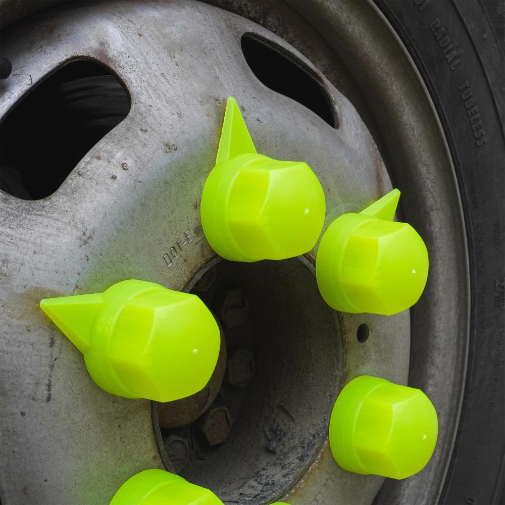 Set 10 bucati capac plastic pentru prezon roata cu indicator 33 mm neon galben 41 mm Mega Drive NN33 Z/Y/NEON WS