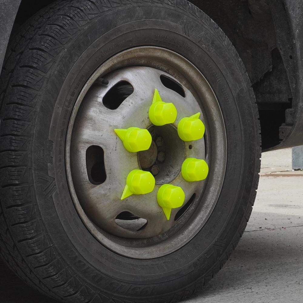 Set 10 bucati capac plastic pentru prezon roata cu indicator 33 mm neon galben 41 mm Mega Drive NN33 Z/Y/NEON WS