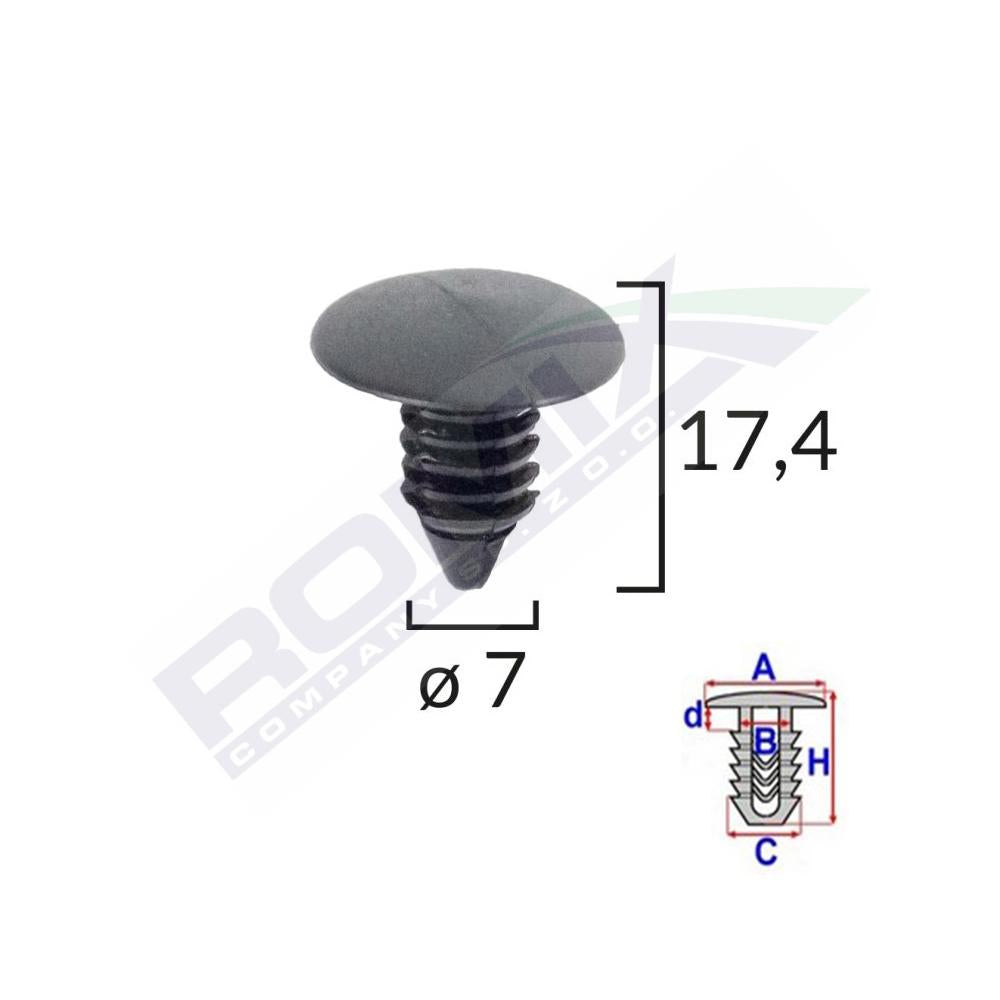 Clips tapiterie pentru citroen/daewoo set 10 buc Romix 10021
