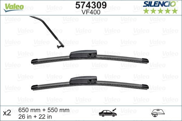 Set lamela stergator Valeo Silencio FlatBlade OE 650/550 mm 574309