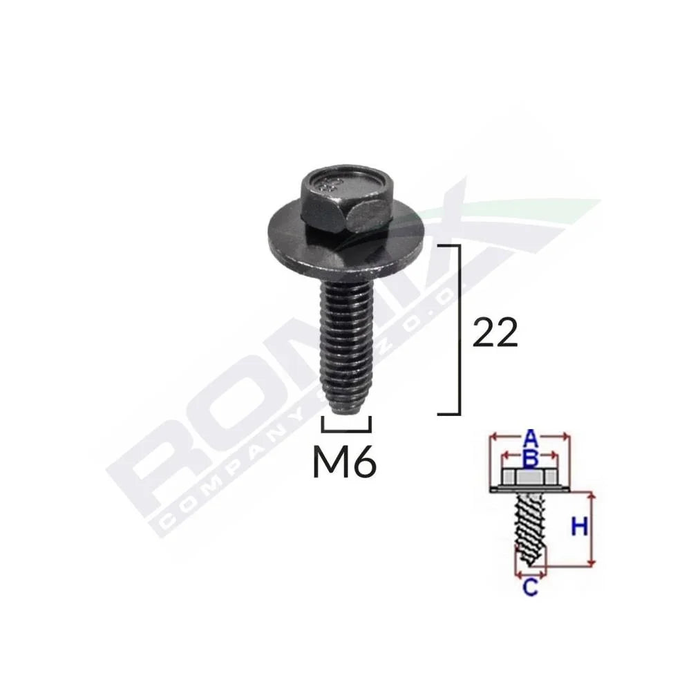 Surub fixare elemente exterior pentru Peugeot, Citroen 6X22MM set 5 buc Romix C60619 – imagine 2