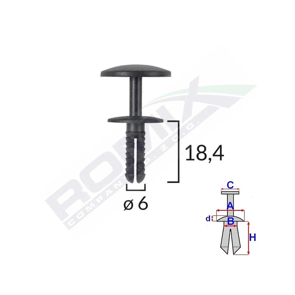 Clips fixare universal 6X18.4MM - negru set 25 buc Romix C10013 – imagine 2