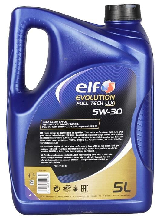 Ulei motor ELF Evolution Full-Tech LLX 5W30 5L (194890) 213920 – imagine 3