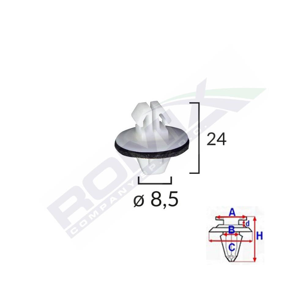 Clips fixare elemente exterioare pentru suzuki/toyota 8.5X24MM - alb set 10 buc Romix C10119
