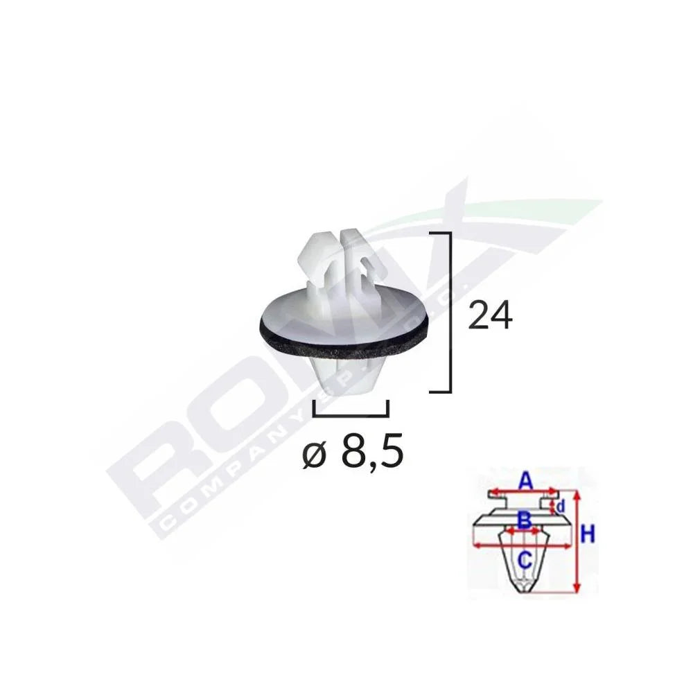 Clips fixare elemente exterioare pentru suzuki/toyota 8.5X24MM - alb set 10 buc Romix C10119 – imagine 2