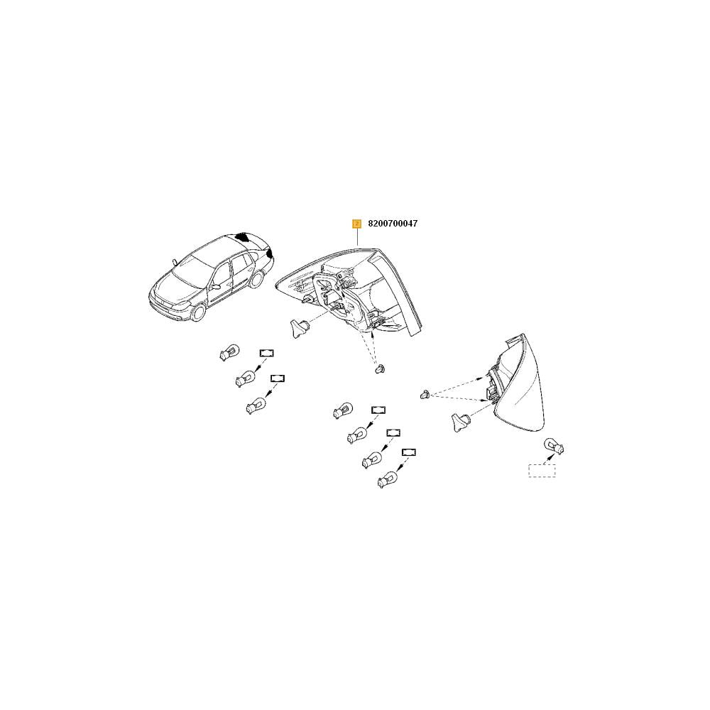 Semnalizator spate dr. symbol Renault 8200700047