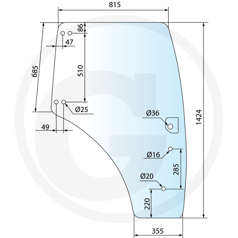 Geam usa stanga tractor Case IH New Holland Steyr – 65017080