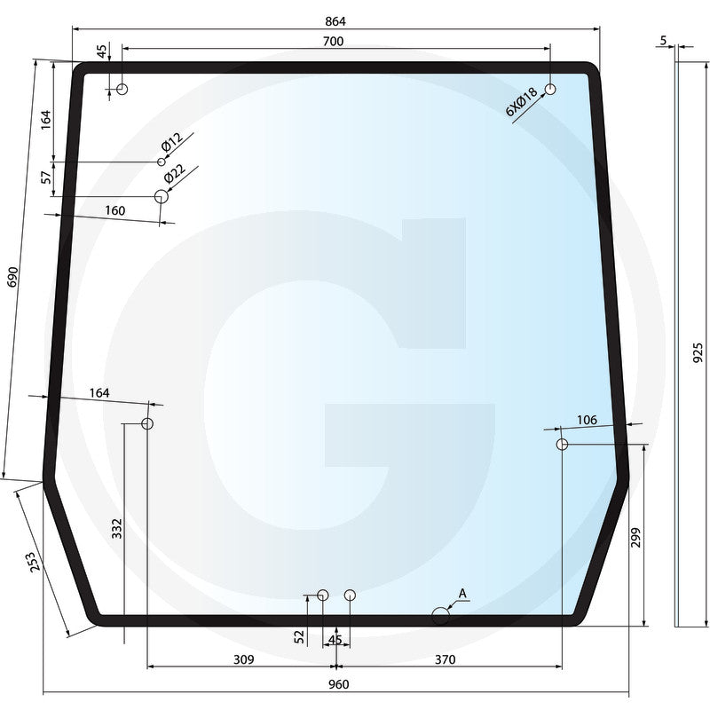 Parbriz spate tractor Case IH New Holland – Cod 650S89562