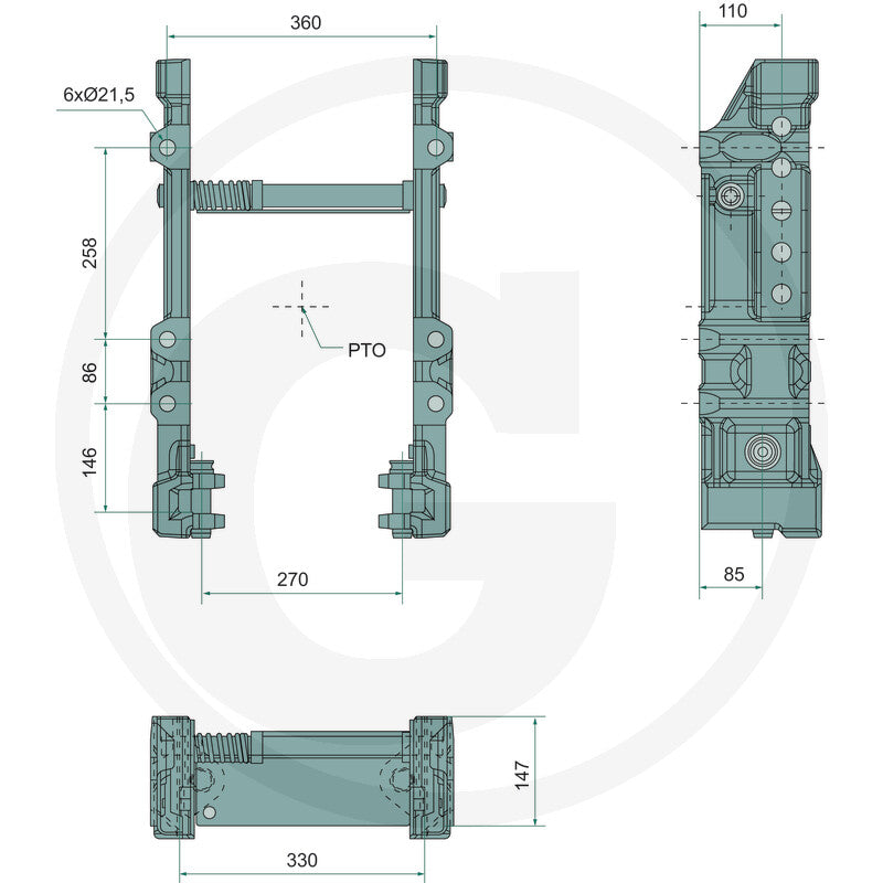 Suport remorcare Sauermann compatibil John Deere 6020 / 6030 / 7030