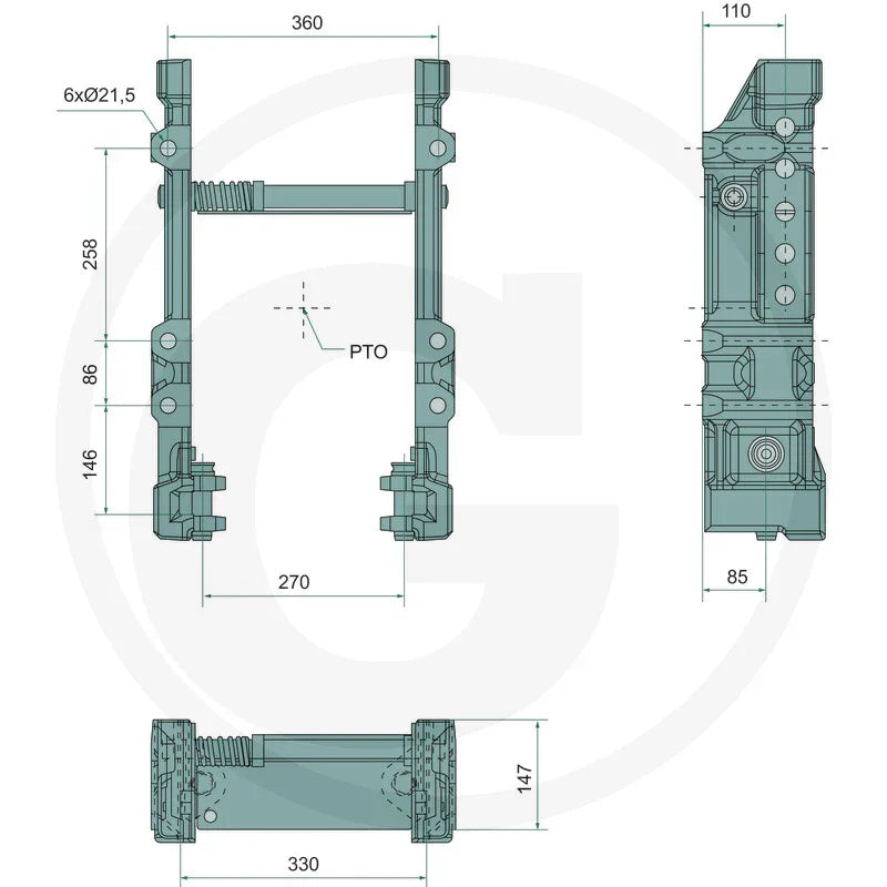 Suport remorcare Sauermann compatibil John Deere 6020 / 6030 / 7030
