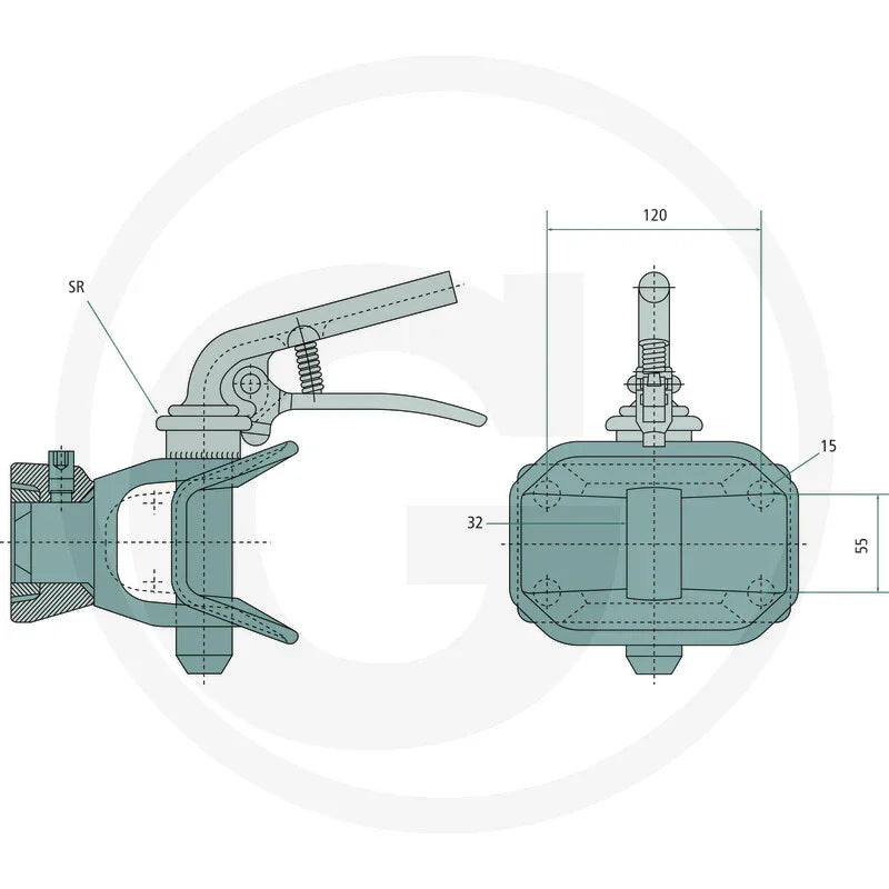 Cupla de tractare cu flansa C40 – bolt manual, D 45 kN Walterscheid
