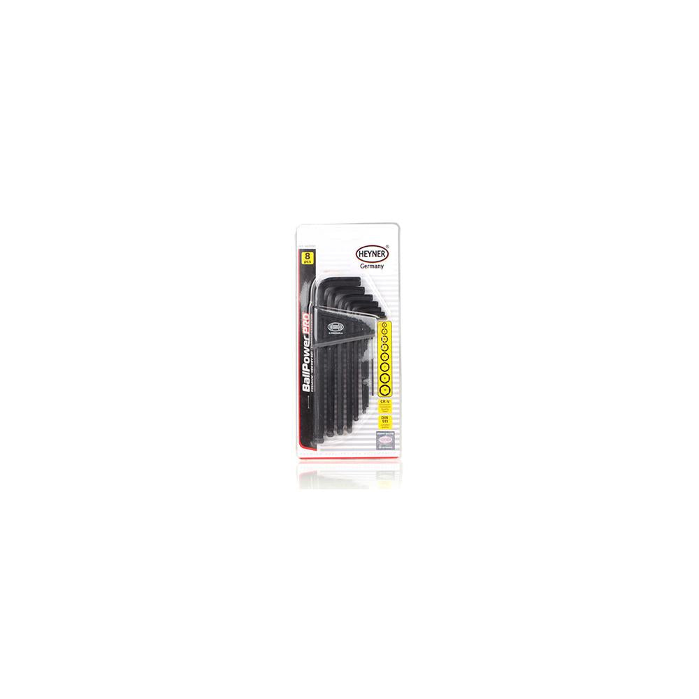 Set chei hexagonale 8 piese cu cap rotund Heyner 463000