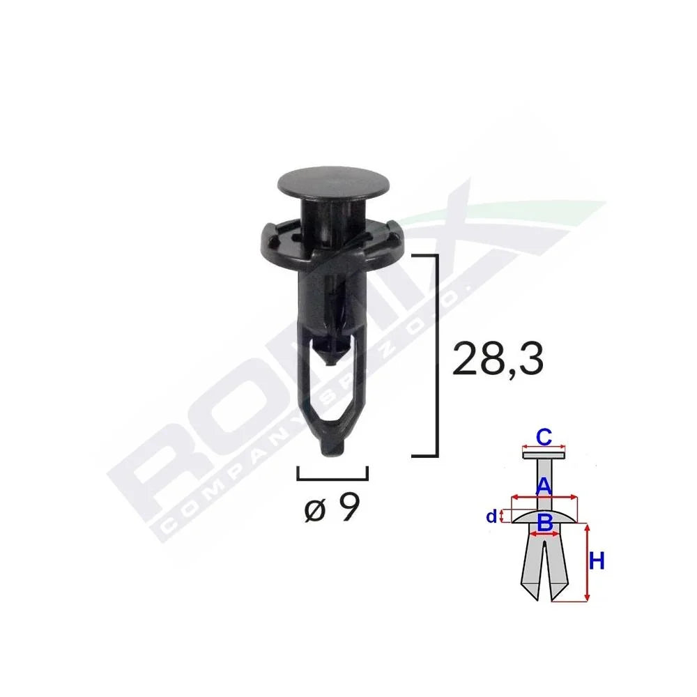 Clips fixare pentru toyota/lexus 9X28.3MM - negru set 10 buc Romix B22626 – imagine 2