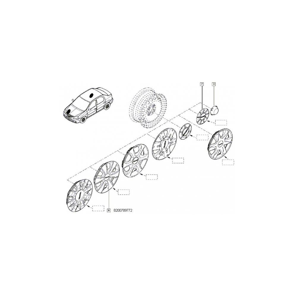 Capac roata tabla 15'' log. Renault 8200789772