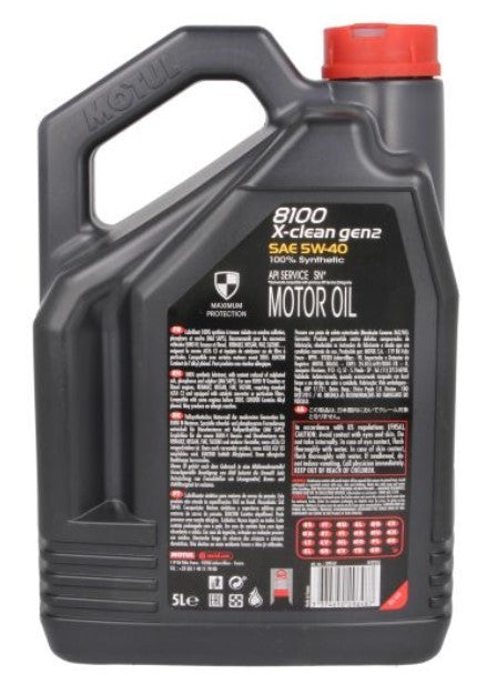 Ulei motor turisme Motul 8100 X-Clean Gen2 5W40 5L 109762 – imagine 2