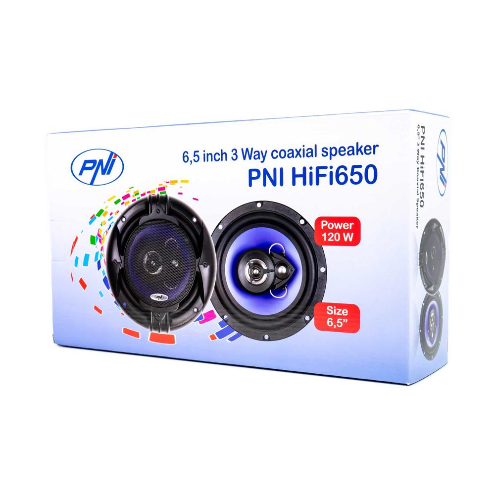 Difuzoare auto coaxiale Pni HIFI650, 120W, 16.5 cm, 3 cai, grila inclusa, set 2 buc PNI-FI650
