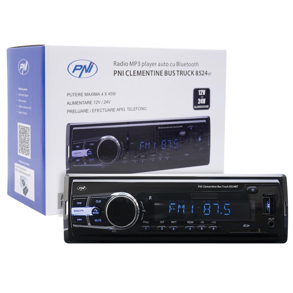 Radio MP3 player auto Pni clementine bus truck 8524BT rds 4X45W 12V/24V cu sd, USB, aux, rca si bluetooth PNI-8524BT
