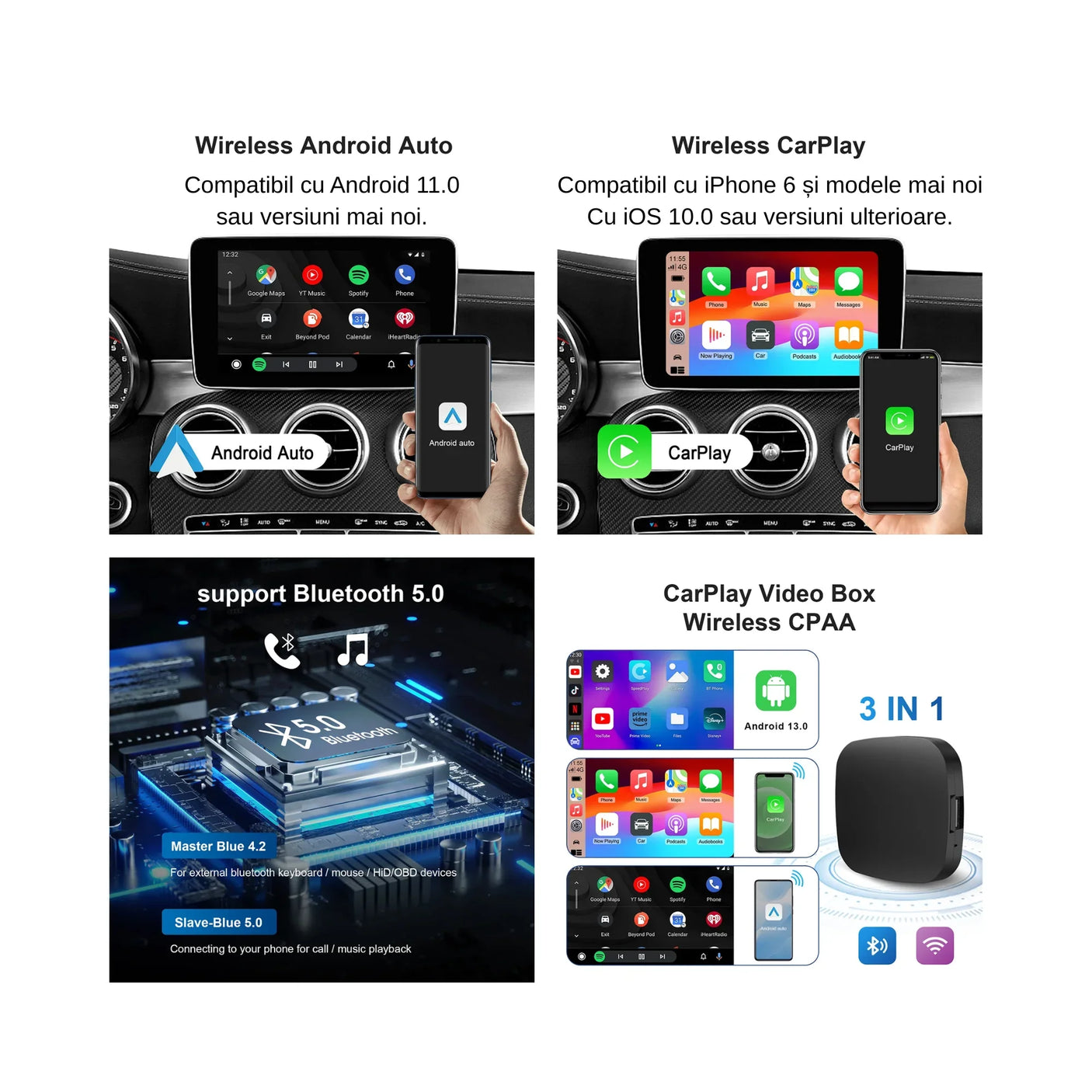 Adaptor Wireless Android 13 CarPlay & Android Auto – Netflix YouTube