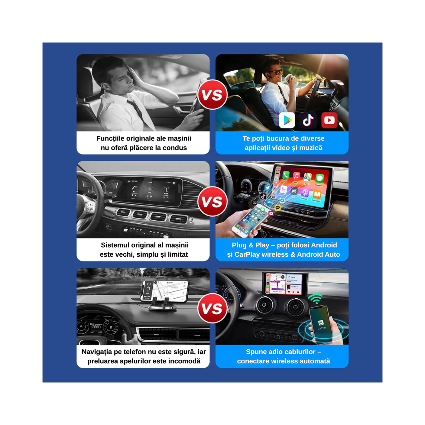 Adaptor Wireless Android 13 CarPlay & Android Auto – Netflix YouTube