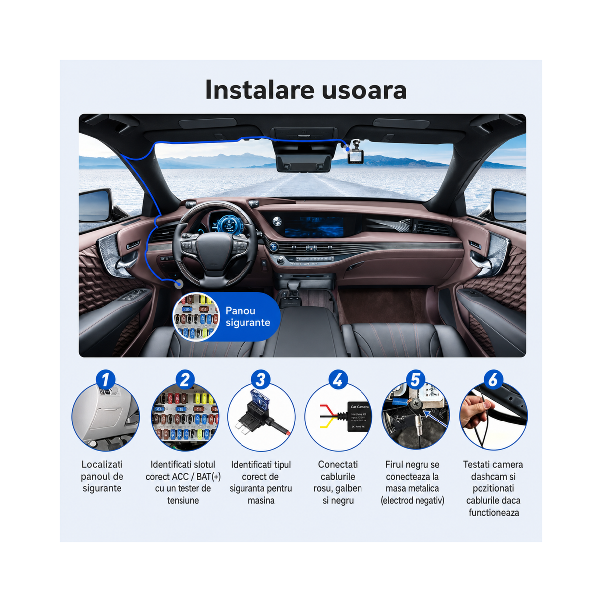 Kit alimentare camera auto DVR USB-C 12V/24V 5V 2.5A