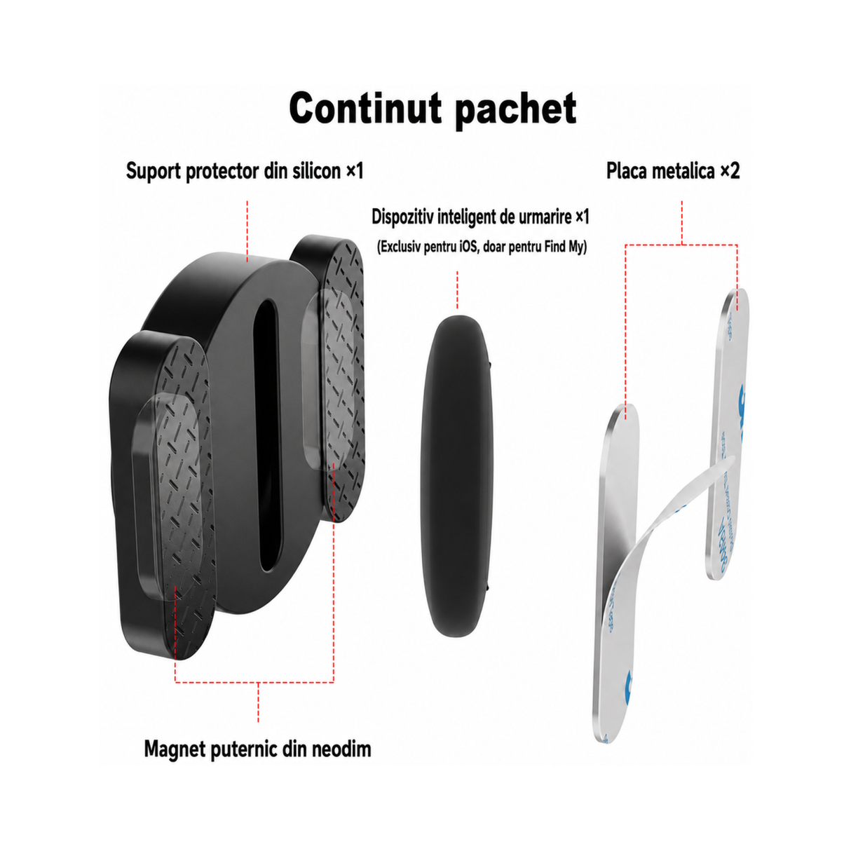 Mini Tracker GPS magnetic compatibil Apple Find My auto si bunuri