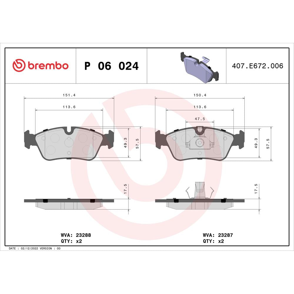 Set placute frana Brembo P 06 024