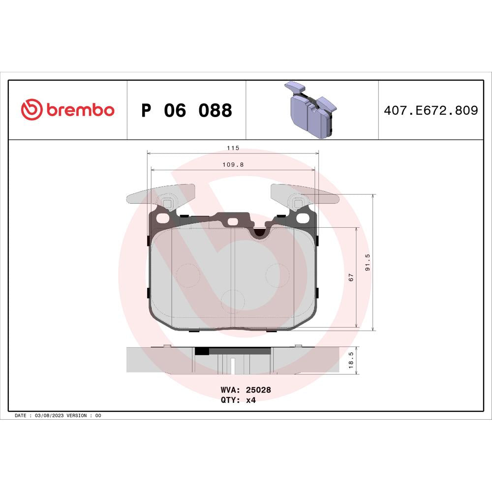 Set placute frana Brembo P 06 088