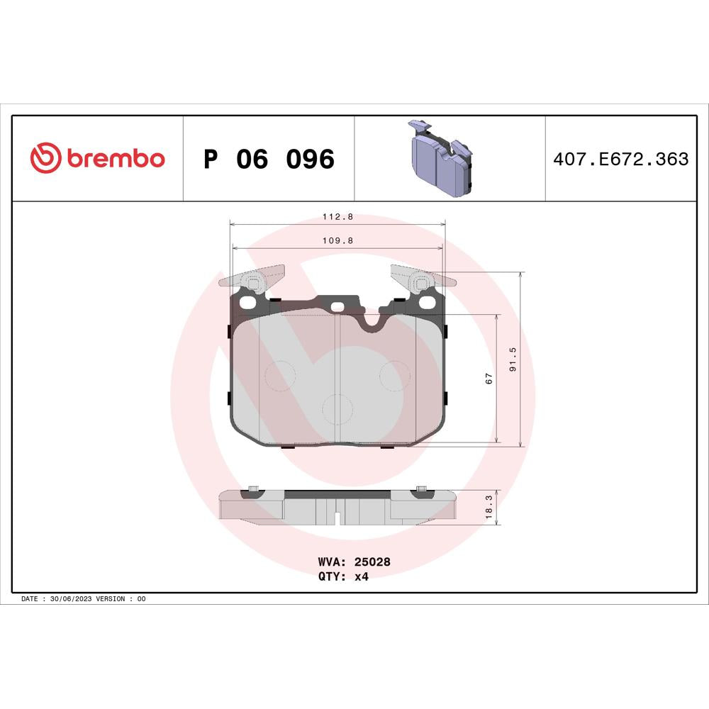 Set placute frana Brembo P 06 096