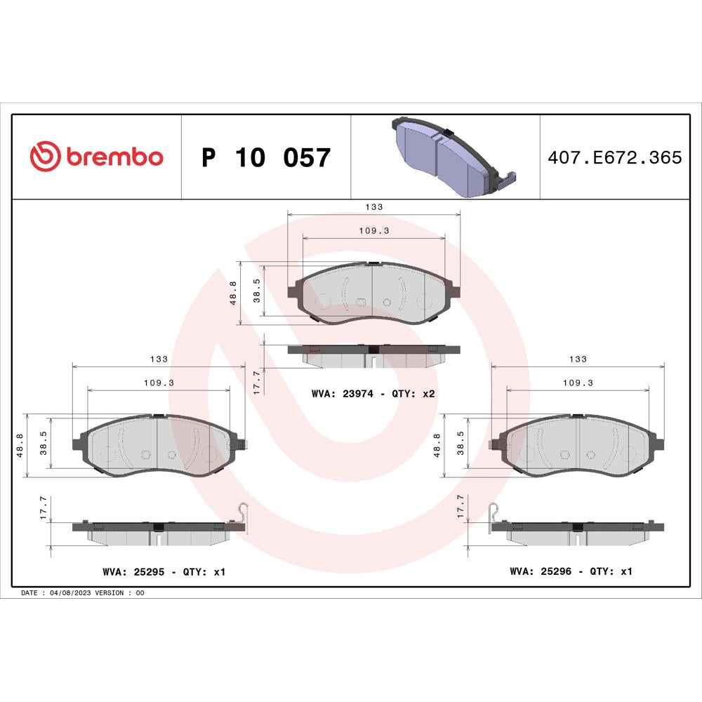 Set placute frana fata Brembo P 10 057