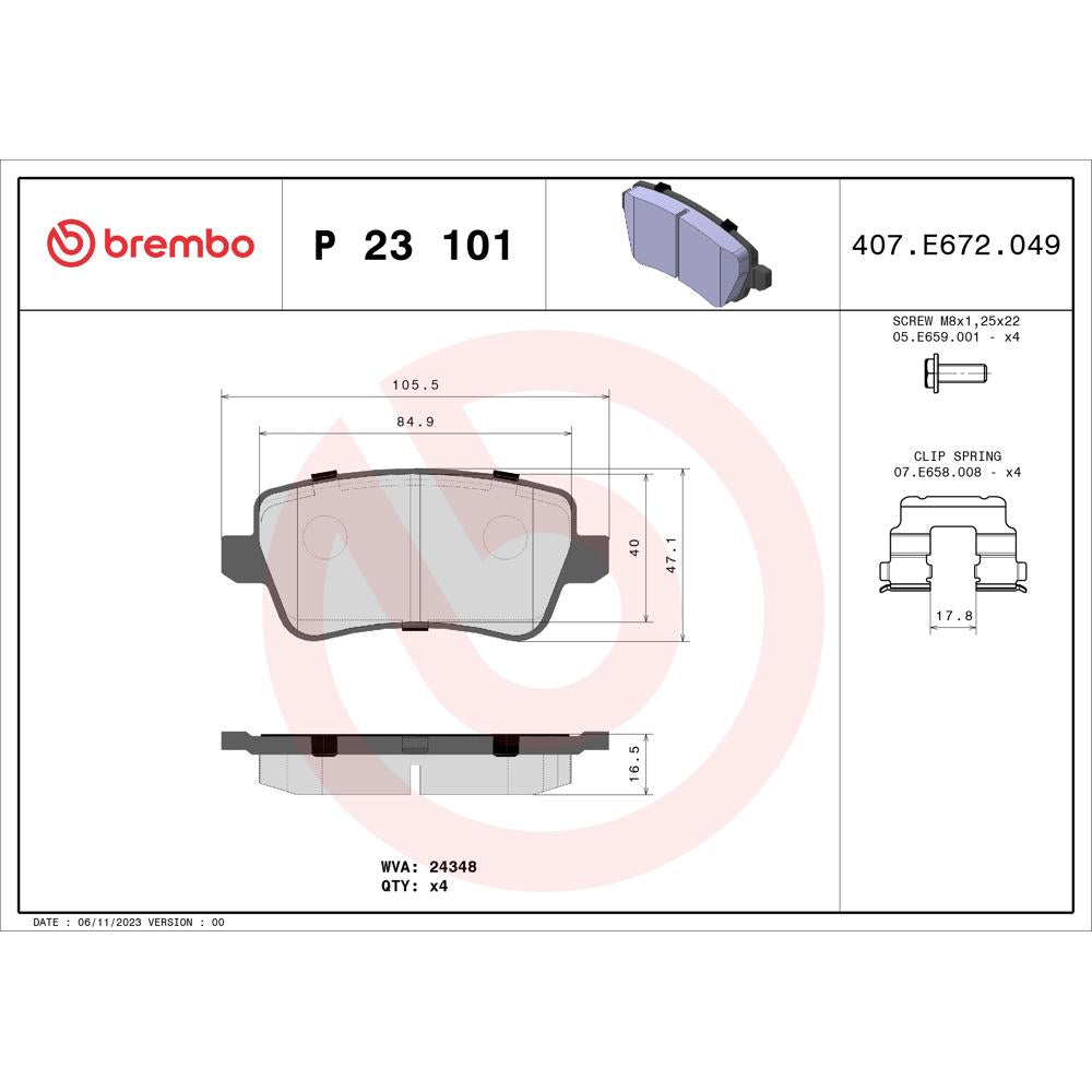 Set placute frana Brembo P 23 101