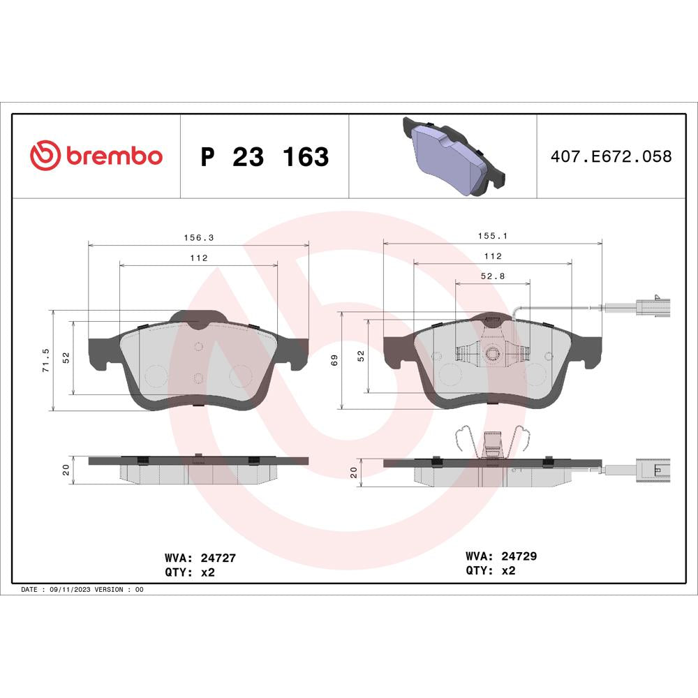 Set placute frana Brembo P 23 163