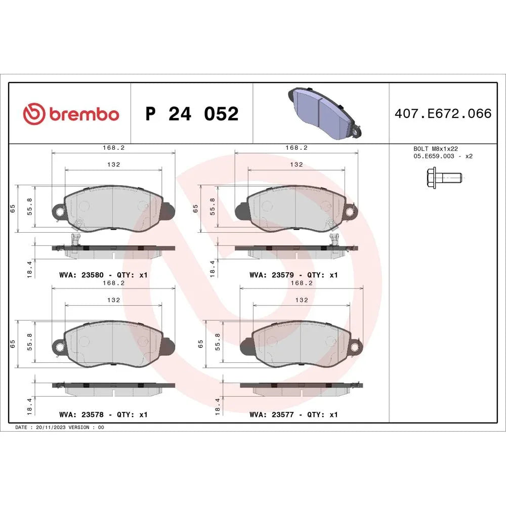 Set placute frana fata Brembo P 24 052