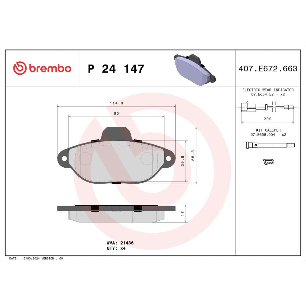 Set placute frana fata Brembo P 24 147