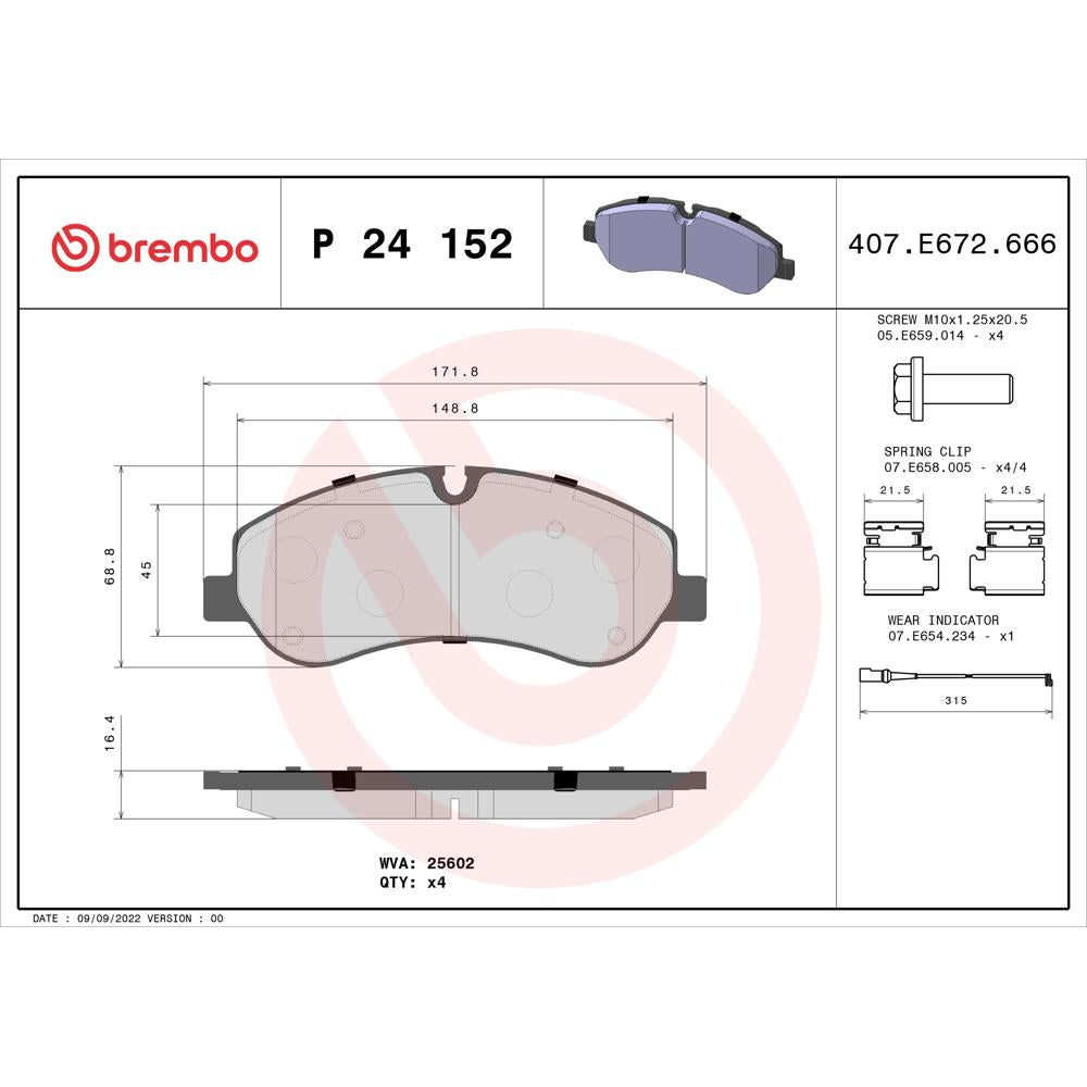 Set placute frana Brembo P 24 152