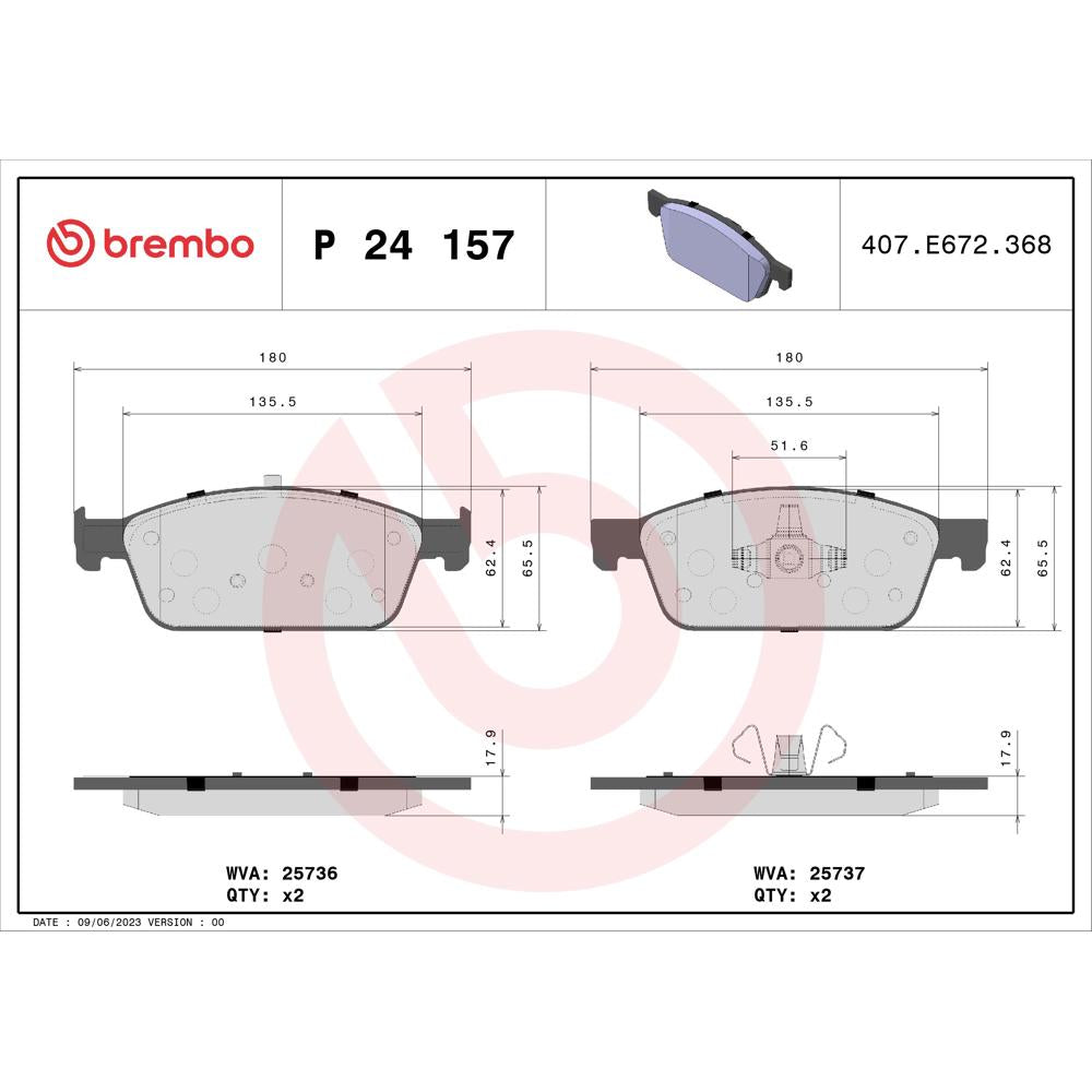 Set placute frana Brembo P 24 157