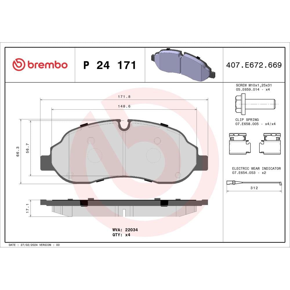 Set placute frana Brembo P 24 171