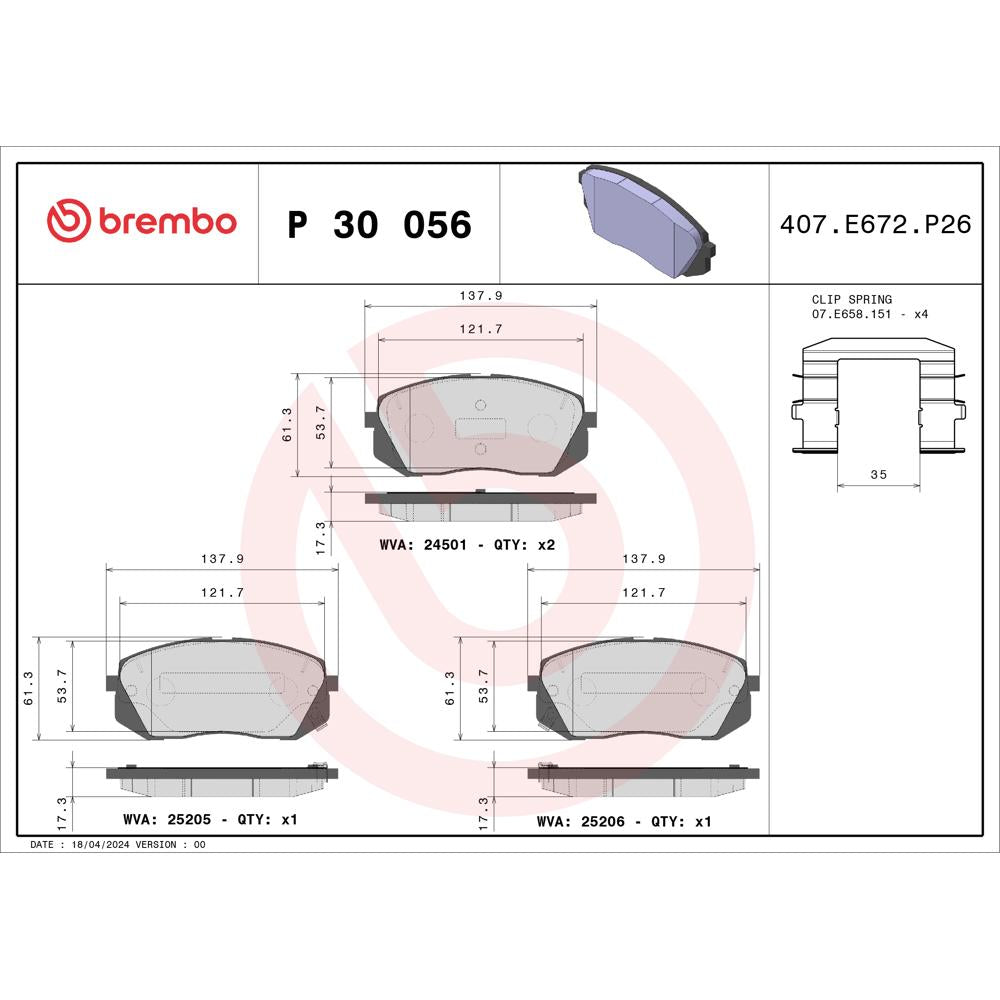 Set placute frana Brembo P 30 056