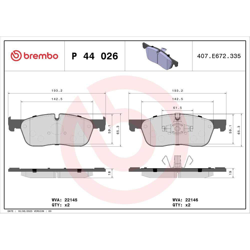 Set placute frana Brembo P 44 026