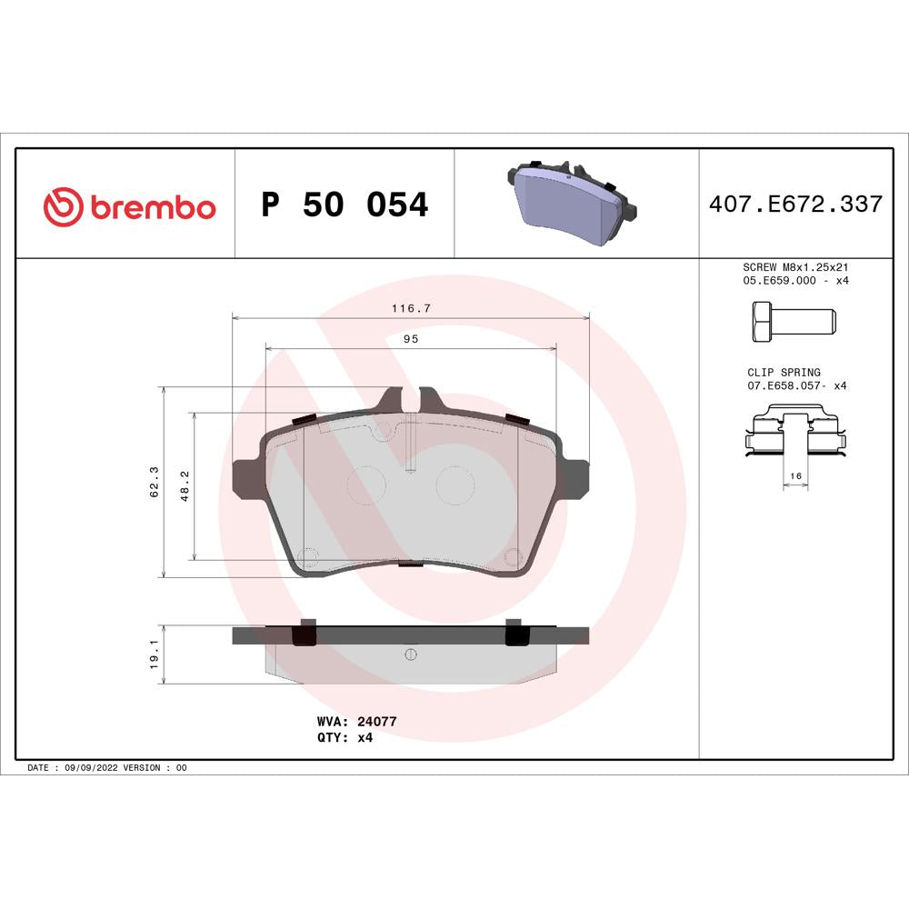 Set placute frana frana disc Brembo P 50 054