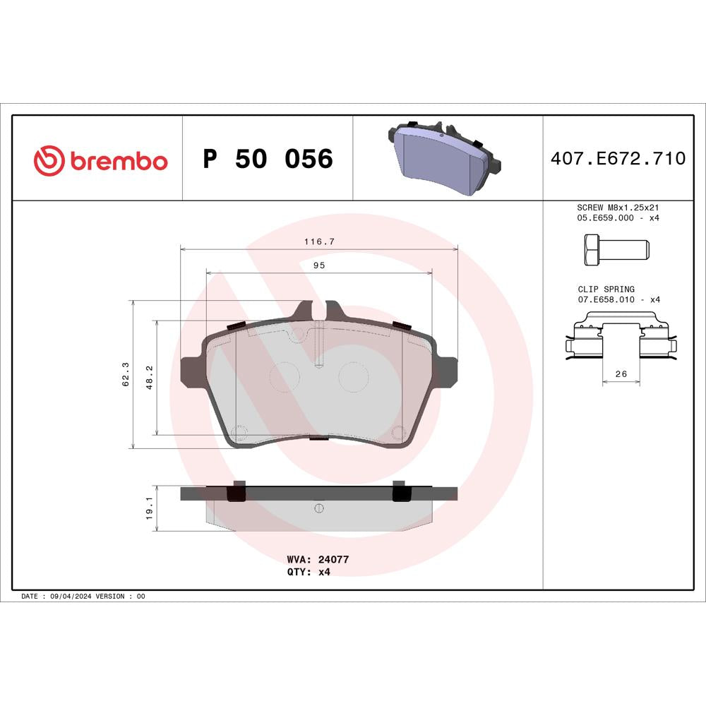 Set placute frana fata Brembo P 50 056