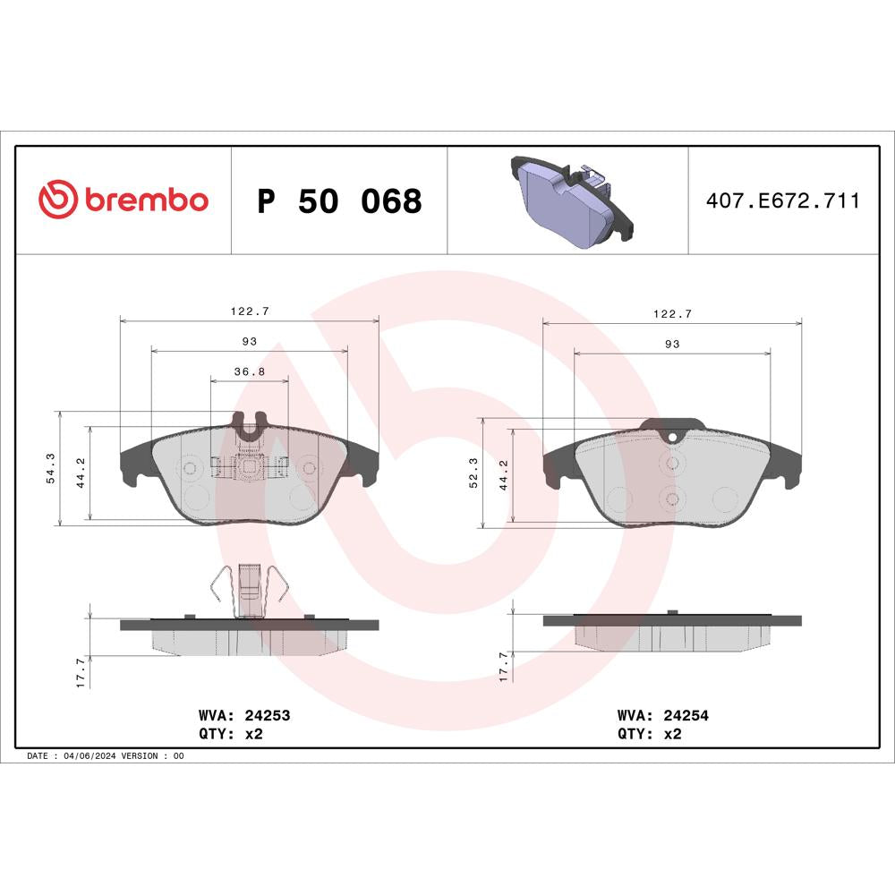 Set placute frana spate Brembo P 50 068