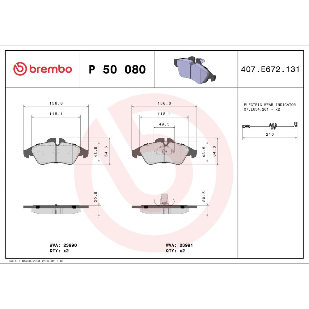 Set placute frana Brembo P 50 080