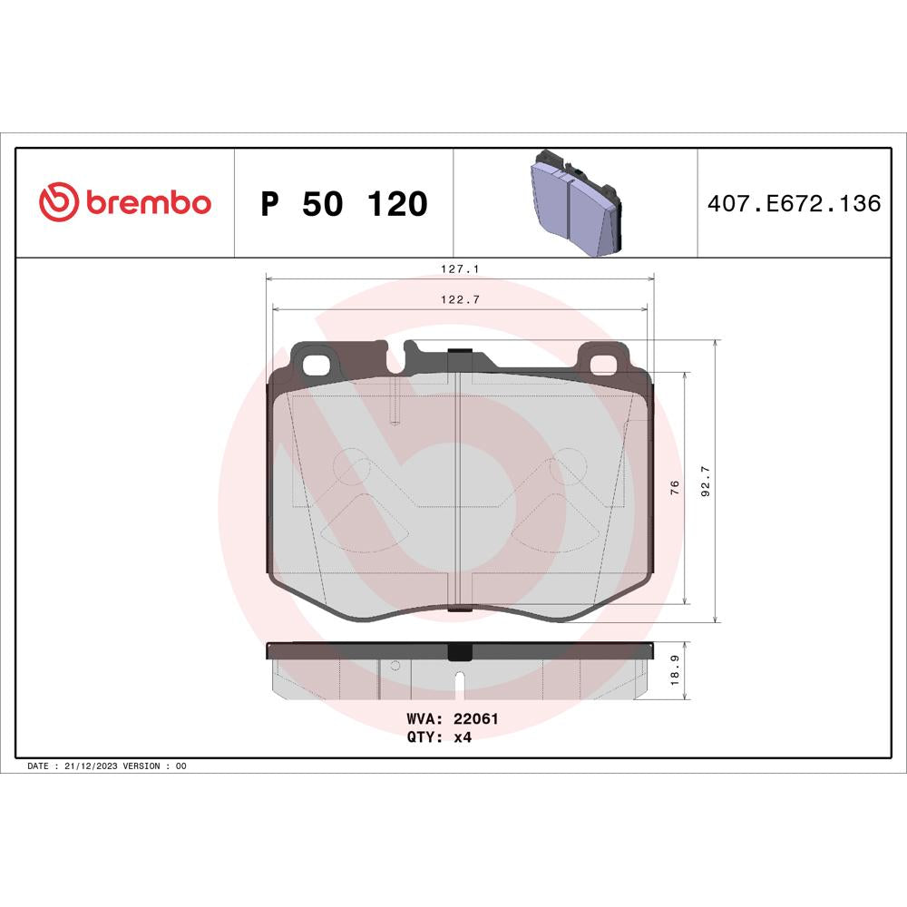 Set placute frana Brembo P 50 120