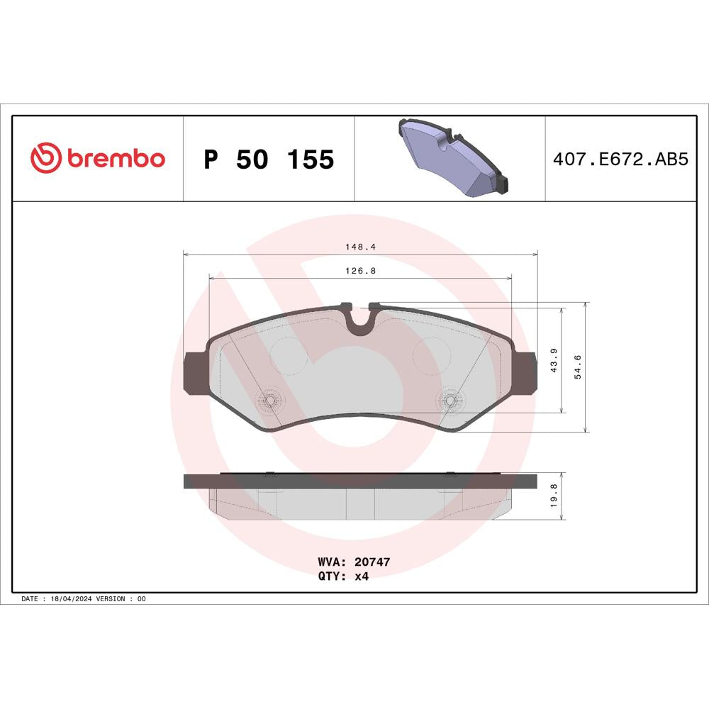 Set placute frana Brembo P 50 155